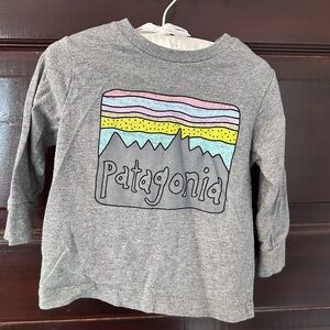 Patagonia Gray Long Sleeve Tee with Mountain Graphic